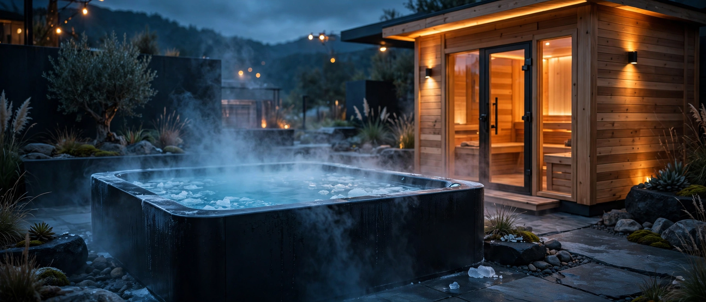 Cold plunge beside sauna